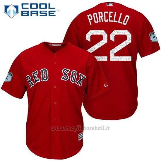 Maglia Baseball Uomo Boston Red Sox 22 Rick Porcello Rosso 2017 Allenamento Primaverile Cool Base Giocatore